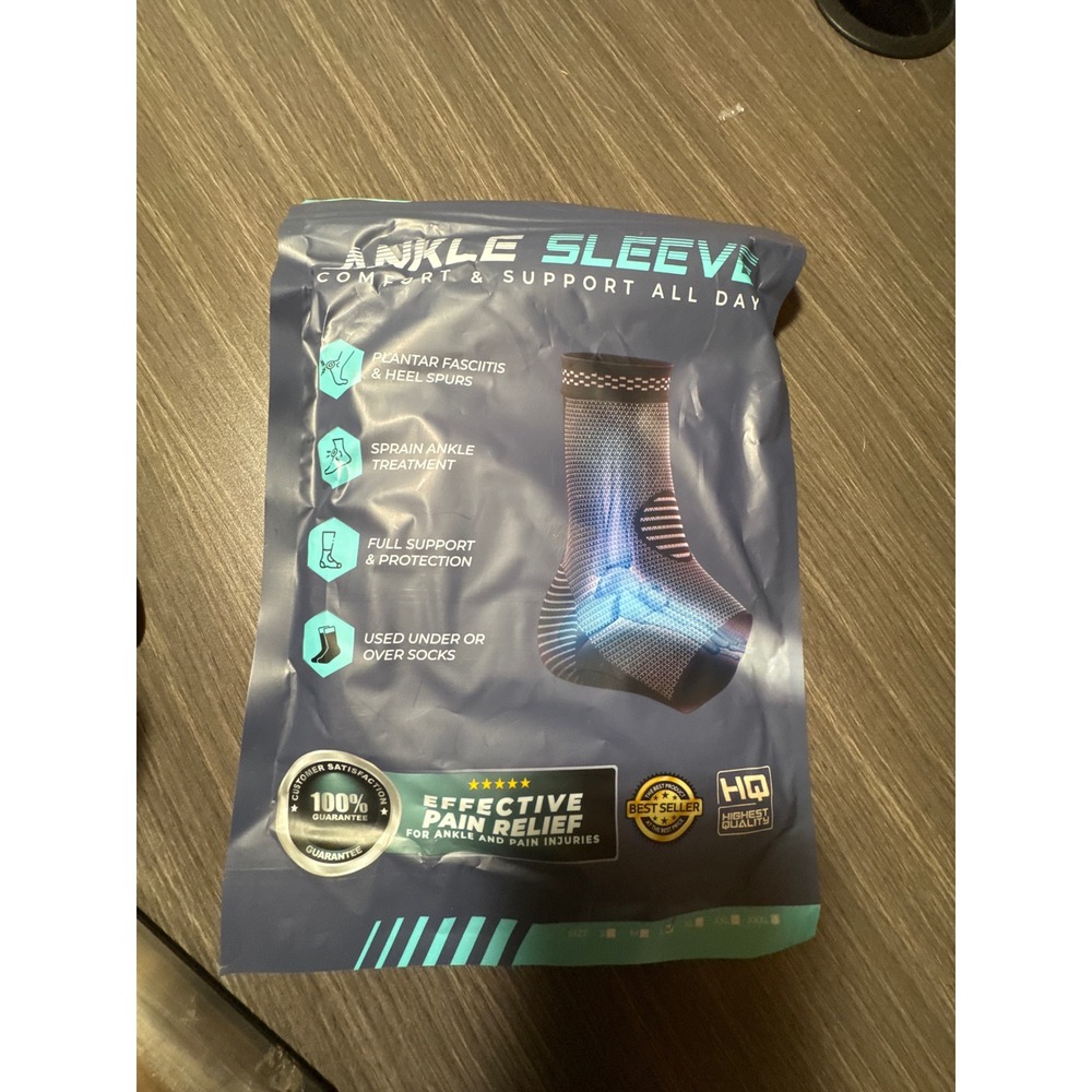Modvel Ankle Compression Sleeve Large Black Plantar Fasciitis Support